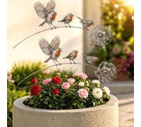 Piquet de jardin rustique en forme de rouge-gorge, décoration artistique en métal, silhouette de rouge-gorges en métal, décoration pour pelouse, terrasse, parterre de fleurs, allée, cadeau