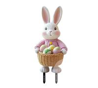 Piquet de lapin multifonction avec œufs colorés | Insert de sol de jardin pour les amateurs de vacances avec ornement en PVC résistant aux intempéries et décoration de cour