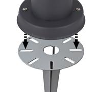Piquet de terre pour lampe de jardin Piquet de terre pour lampe Piquets de terre 30 cm, acier peint par poudrage, 8 trous de montage, D 15 cm