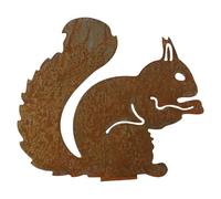 Piquet décoratif de jardin en fer Motif écureuil rouillé 25 x 21 cm | Cette silhouette rustique d'écureuil en fer ajoute une charmante touche fantaisiste à votre espace extérieur.