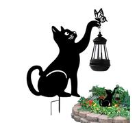 Piquet d'extérieur pour chat avec lumière | Lampe solaire de jardin en métal - Lampe solaire d'extérieur en forme de chat mignon, convient pour la décoration de jardin, veilleuse, éclairage de cour
