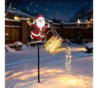 Piquet Solaire Père Noël, Lampe décorative Lumineuse de Jardin pour Noël | Lampe solaire étanche, allumage auto au crépuscule, effet de cascade lumineuse, installation sans câblage extérieur