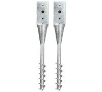 Piquets Au Sol 2 Pcs Argenté 10x10x57 Cm Acier Galvanisé
