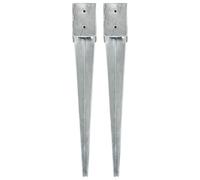 Piquets Au Sol 2 Pcs Argenté 10x10x76 Cm Acier Galvanisé