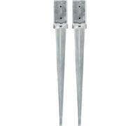 Piquets au sol 2 pcs Argenté 8x8x76 cm Acier galvanisé
