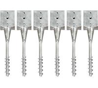 Piquets au sol 6 pcs Argenté 12x12x56 cm Acier galvanisé