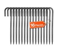 VEVOR Piquets d'Armature 30,5 cm Piquets d'Ancrage au Sol Crochet J Robuste en Acier Galvanisé, Lot de 16, Ancres de Sol Diamètre 10 mm, avec Pointe Biseautée, pour Jardin, Clôtures, Tentes Camping