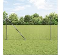vidaXL Piquet de clôture à enfoncer 52 pcs Ø32 mm 160 cm acier galvanisé Gris