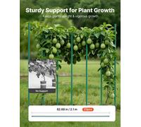 Piquets de jardin, lot de 25, 2100 mm, piquets métalliques recouverts de plastique pour tomates, tuteurs pour plantes, avec extrémité pointue et picots antidérapants pour les plantes grimpantes, légum