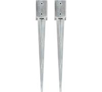 Piquets de terre design 2 pcs Argent 9×9×75 cm Acier galvanisé, Accessoires pour le jardin et la serre 2024 Nouveau