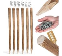 Piquets en noisetier - BOGATECO - Lot de 6 - 150 cm - Pointus - Bois naturel