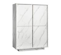 PIRALIA - Argentier 4 Portes Aspect Marbre Blanc