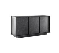 PIRALIA - Buffet 3 Portes Aspect Marbre Gris Anthracite