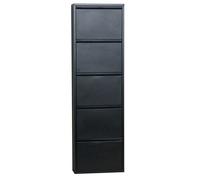 Pisa Armoire à chaussures à 5 rabats/portes en métal noir. Livré entièrement monté.