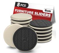 PISAO Patin Glisseur Plastique pour Meuble Lourd,Beige Rond 8 Pièces - 9cm | Furniture Sliders, Meuble Patin Protéger Le Moquette Déplacez Les Meubles Lourds Rapidement et Facilement