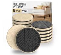 PISAO Patin Glisseur pour Meuble Lourd,Beige Rond 8 Pièces - 9cm | Furniture Sliders, Meuble Patin Protégez Le Plancher de Bois Franc,Déplacez Les Meubles Lourds Rapidement et Facilement