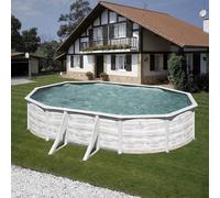 Piscine hors sol acier imitation bois nordique 5.00x3.00m H 1.20m filtre sable