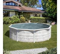 Piscine acier Gre aspect bois nordique Finlande ronde - 4,60 x h1,20m