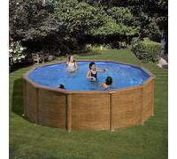 Piscine acier Gré aspect bois Sicilia ronde - 4,60 x h1,20m