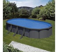 Piscine Gre acier ovale Antracita - 744 x 575 x H 132 cm (Filtre à sable)