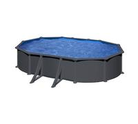 Piscine acier Juni - Gris anthracite - Ovale - 6,34 m x 3,99 m x 1,32 m - Gre - Piscine acier