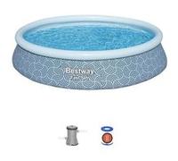 Piscine autoportante ronde BESTWAY Fast Set 3,96 m 7 340 L pompe 2 000 l/h Gris G