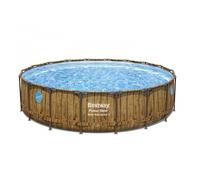 Bestway Piscine tubulaire Swim Vista ronde 488 x 122 cm — hublots, kit (filtre, bâche, échelle)