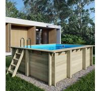 Piscine bois AQUA 4.65 x 2.85 - H.1.24 m - ALTANKA - Bleu clair