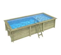 Piscine bois AQUA 6.10 x 2.85 - H.1.31 m avec plage - Bleu clair