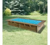 Kit piscine hors-sol bois Ubbink Azura rectangulaire 200x400x126cm liner bleu 75/100ème