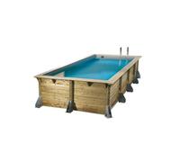 Piscine bois Azura 5,05 x 3,50 x 1,26 m - Liner beige + Kit margelles - Ubbink