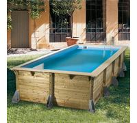Ubbink Piscine bois Azura – 505 x 350 x H126 cm – Filtre à sable – Liner bleu 75/100ème