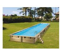 Piscine bois Linéa 15,50 x 3,50 x 1,55 m - Liner bleu -