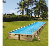 Piscine Ubbink bois Linéa - 1550 x 350 x H 155 cm (Filtre à sable) - Liner beige 85/100 ème