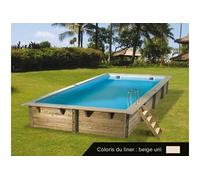 Piscine bois Linéa 6,50 x 3,50 x 1,40 m - Liner beige -