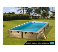 Piscine bois Linéa 6,50 x 3,50 x 1,40 m - Liner bleu -