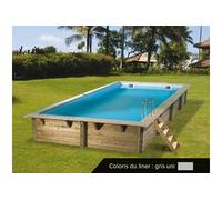 Piscine bois linea 350 x 650 x 140 liner gris - Ubbink
