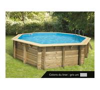 Piscine bois Océa 5,10 x 1,20 m - Liner gris -