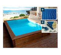 Piscine bois rectangle "" Toledo ""- 3.00 x 2.00 x 0.71 m - Bâche à bulles 180 µ - Bâche hiver 280 g/m²