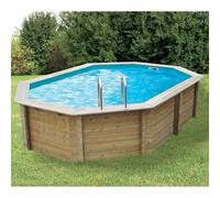 Ubbink Piscine bois Sunwater 300 x 490 x H 120 cm – Filtre à sable – Liner beige 75/100