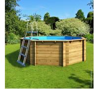 Piscine bois SWIMWOOD hexagonale Ø395x117 cm EWEN - 15m³ - filtration sable 4m3 h