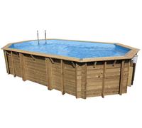 Ubbink Piscine bois Azura 400 x 750 x H130 cm Filtre à sable Liner bleu 75/100ème