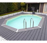 Piscine bois Ubbink SUNWATER octogonale 300x490x120cm liner beige