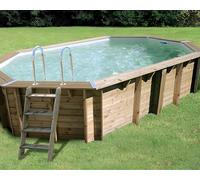 Piscine bois Ubbink SUNWATER octogonale 300x490x120cm liner bleu
