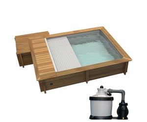 Piscine bois Urbaine 4.20 x 3.50 x 1.33 avec volet intégré et options coffre filtration et filtre à sable