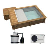 Piscine bois Urbaine 4.20 x 3.50 x 1.33 avec volet intégré et options coffre filtration, filtre à sable et chauffage