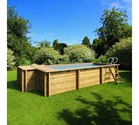 Piscine bois URBAINE Luxe + volet automatique-6 x 2,5m + Couverture automatique + Coffre + Filtration à sable-