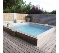 Piscine bois WATERCLIP carrée 520x520x147 cm SOLTA - 27m³ - filtration incluse - skimmer alu éclairage