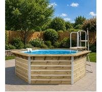 Piscine bois WATERCLIP hexagonale 350x295x111 cm CEBU - 9m³ - filtration incluse