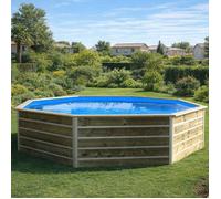 Piscine bois WATERCLIP octogonale Ø460x94 cm BOHOL - 10,8m³ - filtration complète incluse - montage rapide 2h